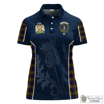 MacLellan Modern Tartan Women's Polo Shirt with Family Crest and Scottish Thistle Vibes Sport Style