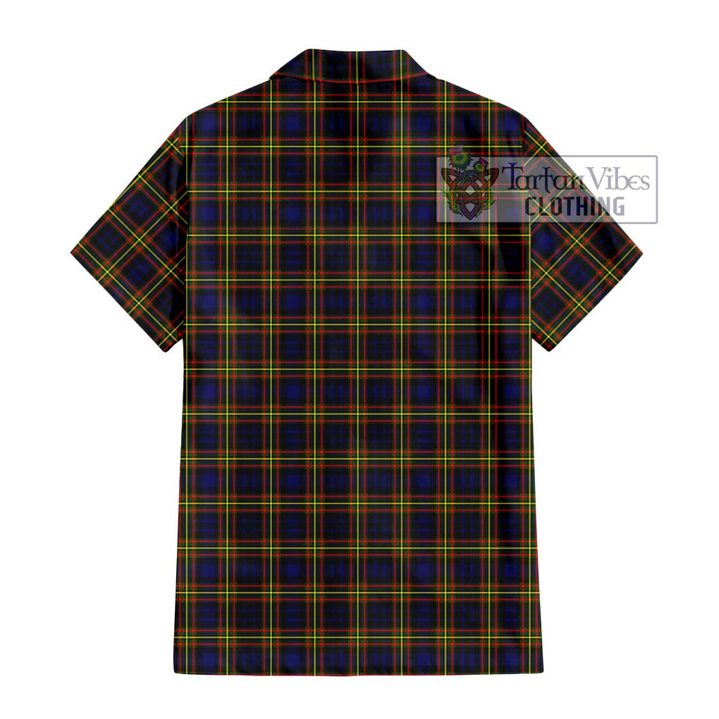 MacLellan Modern Tartan Short Sleeve Button Shirt with Family Crest DNA In Me Style - Tartanvibesclothing Shop