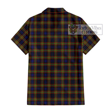 MacLellan Modern Tartan Short Sleeve Button Shirt with Family Crest DNA In Me Style