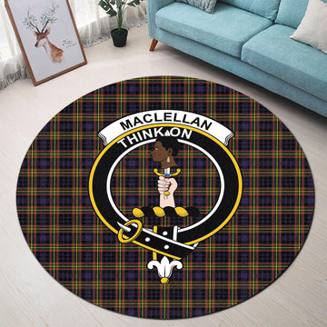 MacLellan Modern Tartan Round Rug with Family Crest