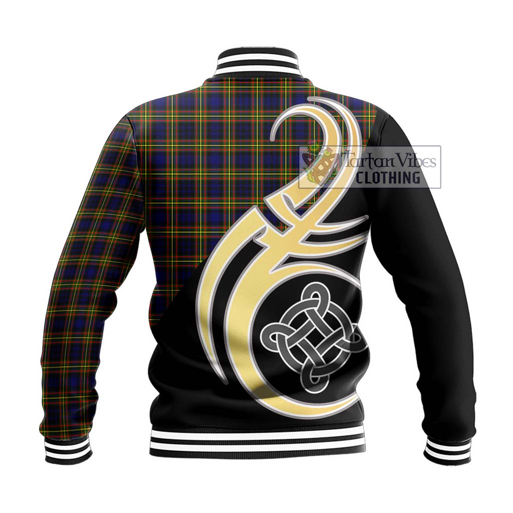 MacLellan Modern Tartan Baseball Jacket with Family Crest and Celtic Symbol Style - Tartan Vibes Clothing