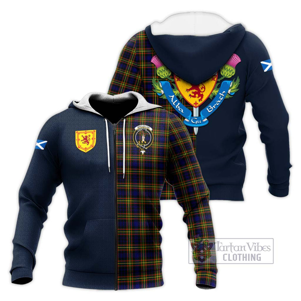 Tartan Vibes Clothing MacLellan Modern Tartan Knitted Hoodie with Scottish Lion Royal Arm Half Style