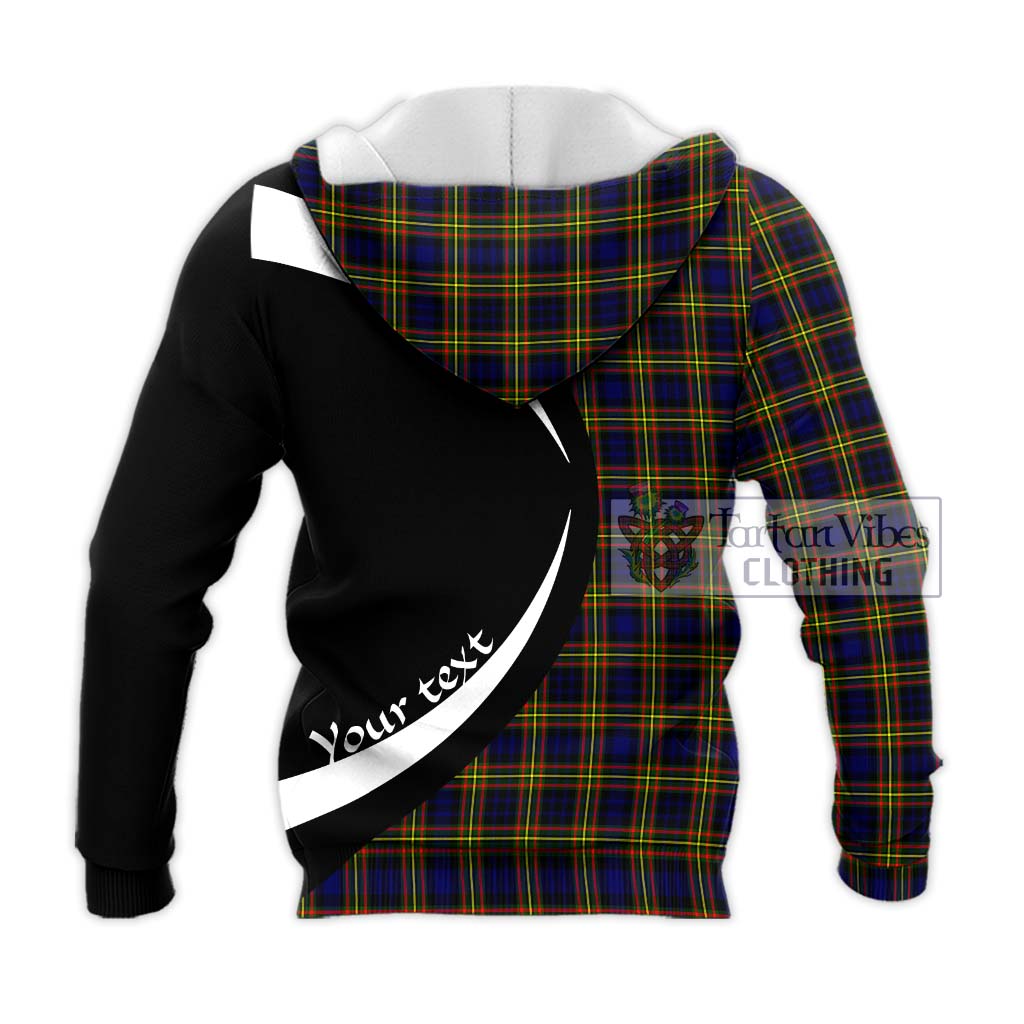 MacLellan Modern Tartan Knitted Hoodie with Family Crest Circle Style - Tartan Vibes Clothing