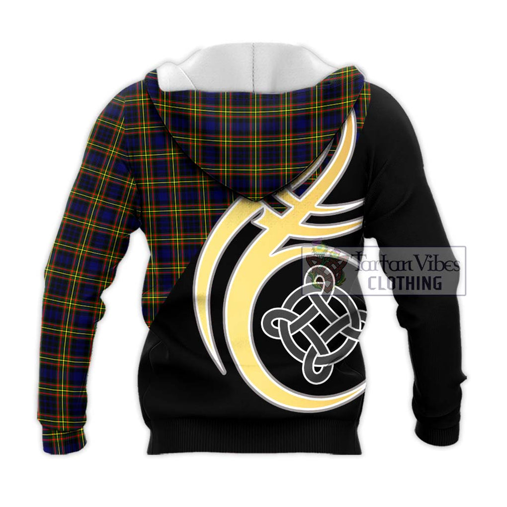 MacLellan Modern Tartan Knitted Hoodie with Family Crest and Celtic Symbol Style - Tartan Vibes Clothing