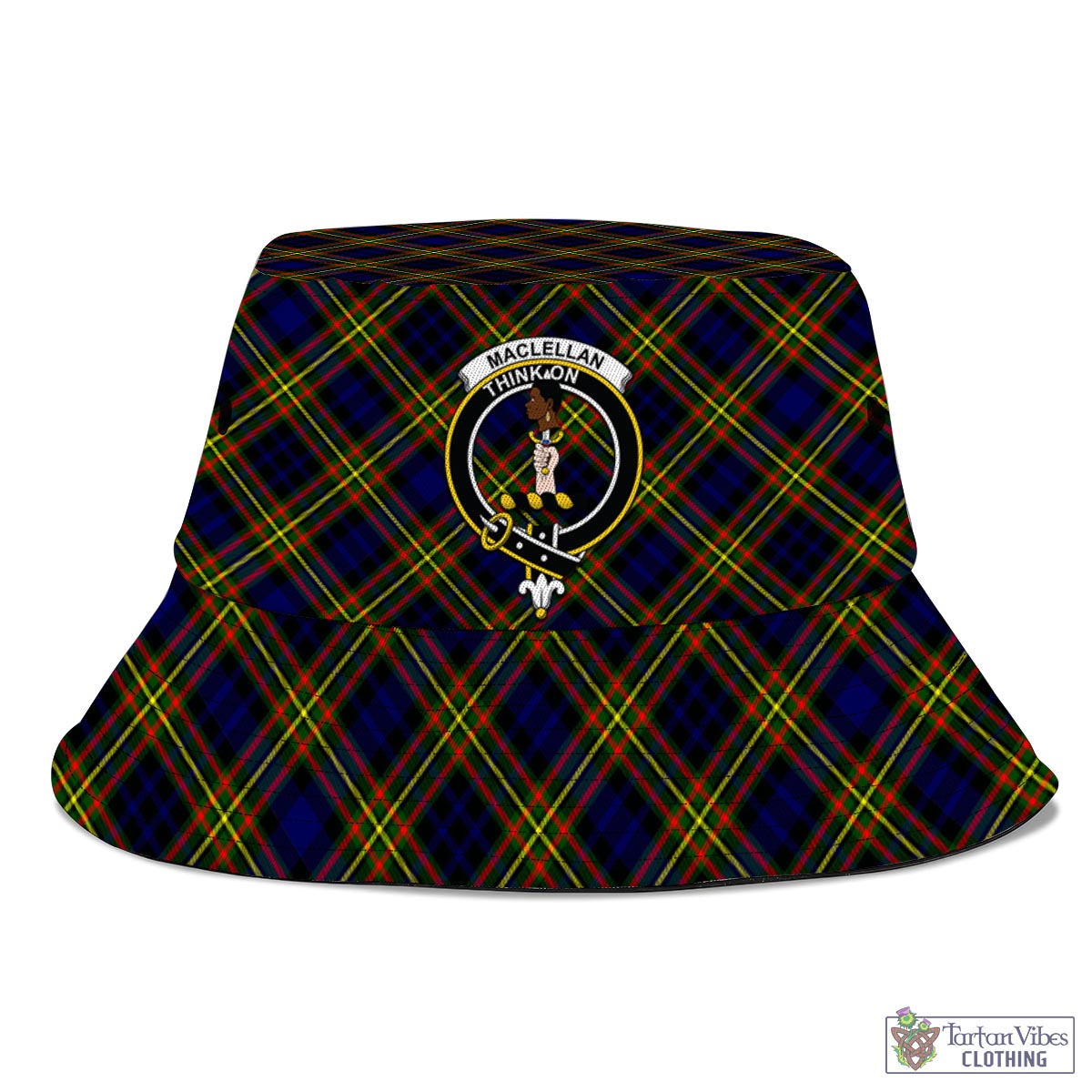 Tartan Vibes Clothing MacLellan Modern Tartan Bucket Hat with Family Crest