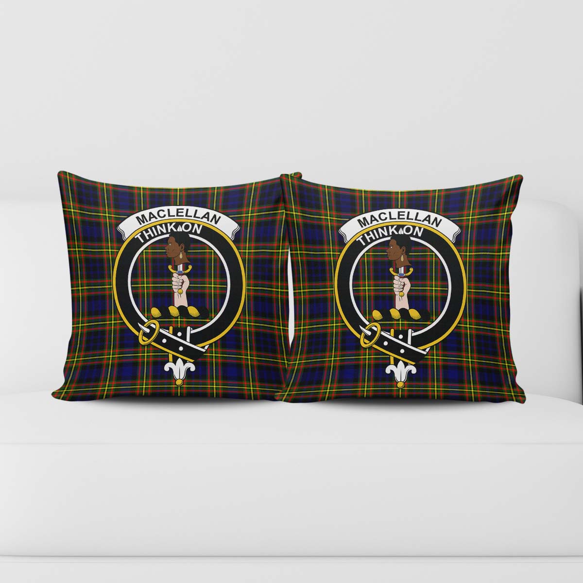 MacLellan Modern Tartan Pillow Cover with Family Crest - Tartanvibesclothing