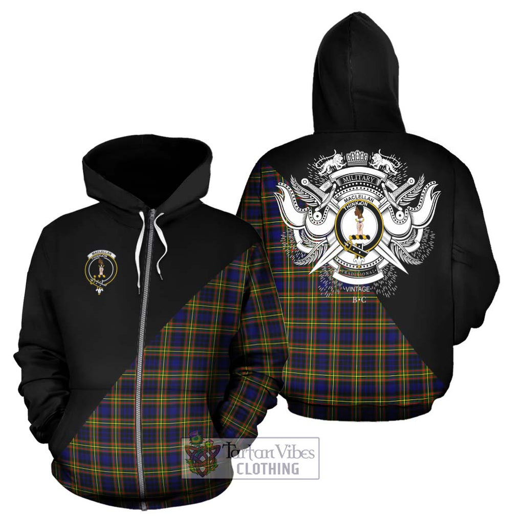 MacLellan Modern Tartan Hoodie with Family Crest and Military Logo Style - Tartanvibesclothing Shop