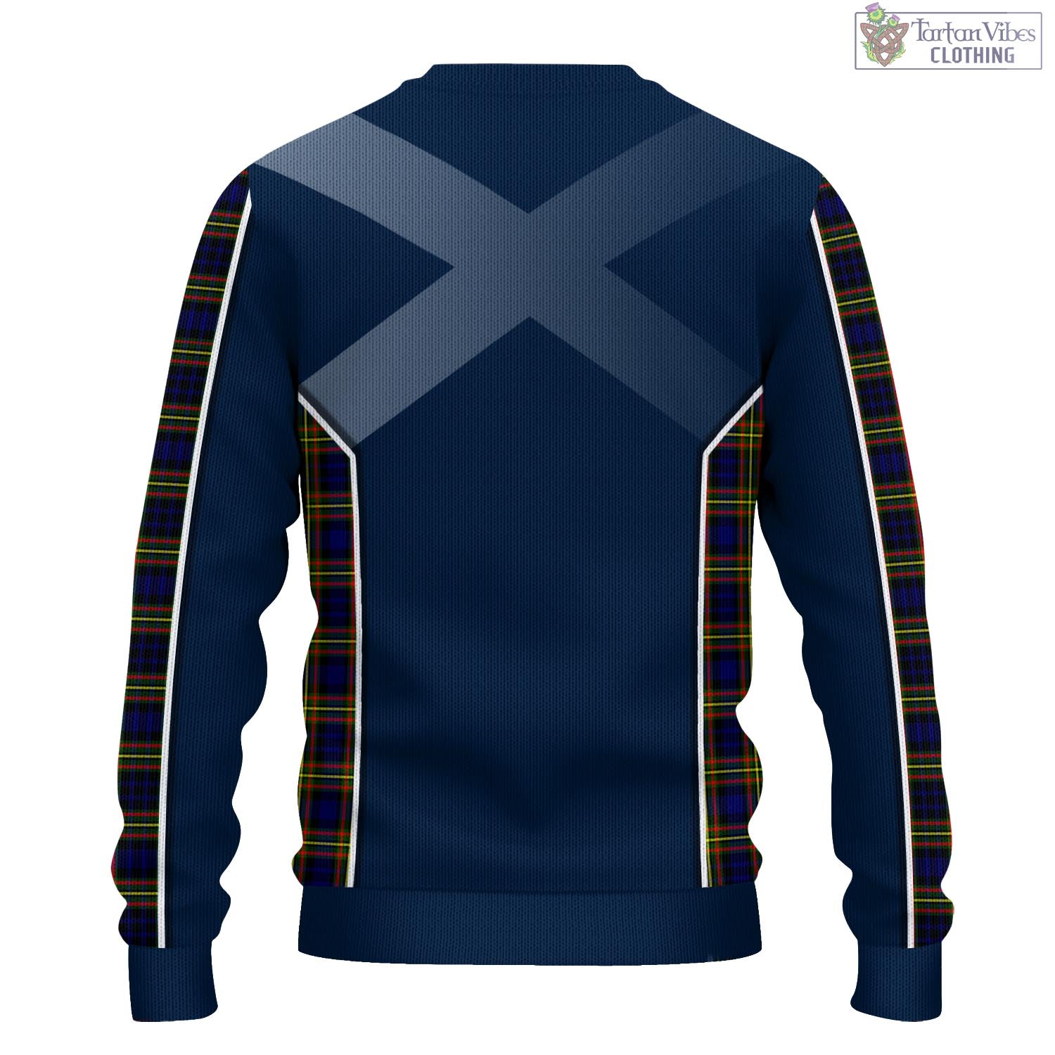 Tartan Vibes Clothing MacLellan Modern Tartan Knitted Sweatshirt with Family Crest and Scottish Thistle Vibes Sport Style