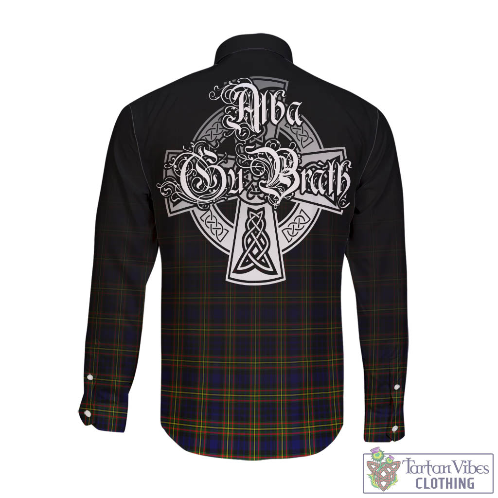 Tartan Vibes Clothing MacLellan Modern Tartan Long Sleeve Button Up Featuring Alba Gu Brath Family Crest Celtic Inspired