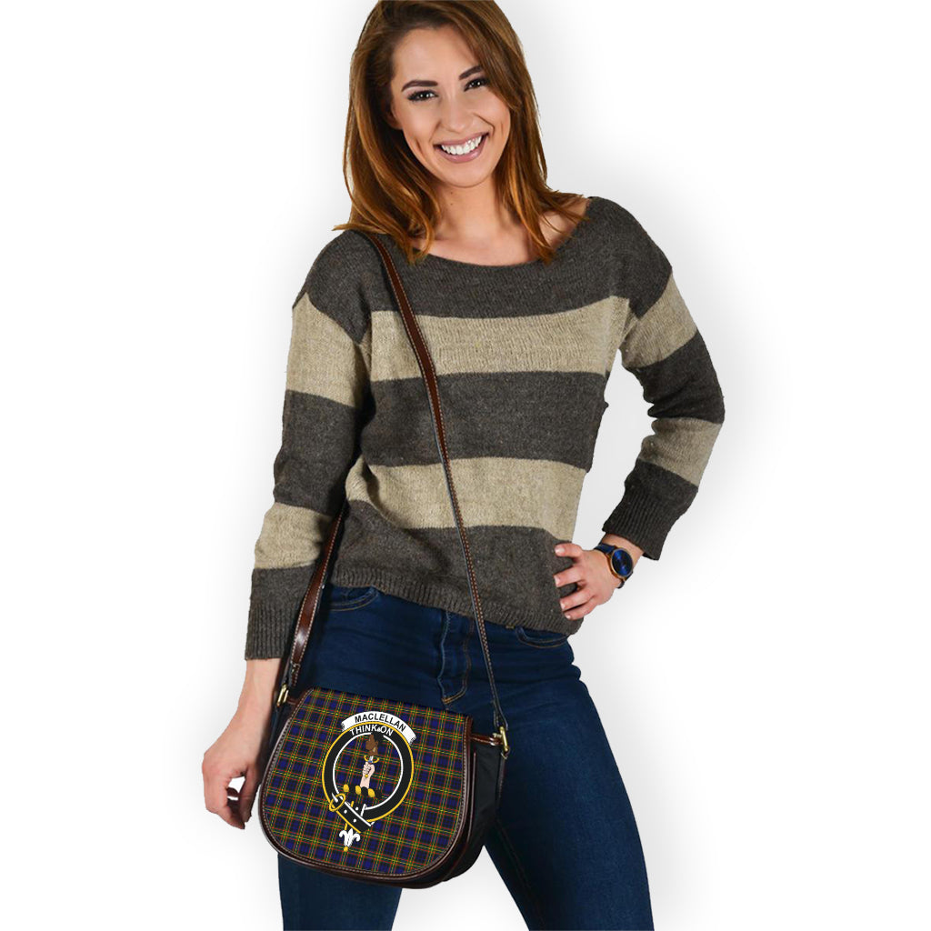 MacLellan Modern Tartan Saddle Bag with Family Crest - Tartan Vibes Clothing