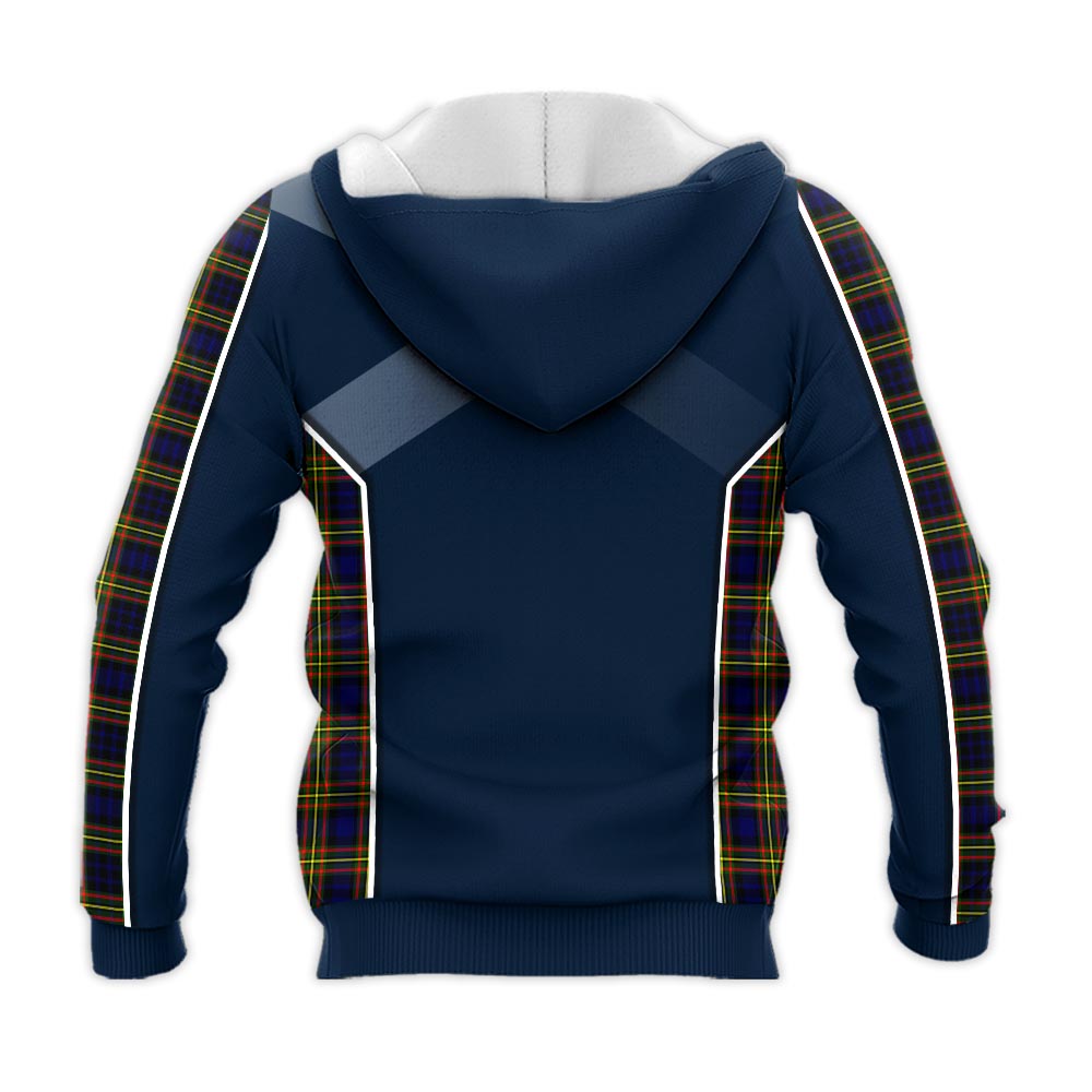 Tartan Vibes Clothing MacLellan Modern Tartan Knitted Hoodie with Family Crest and Scottish Thistle Vibes Sport Style