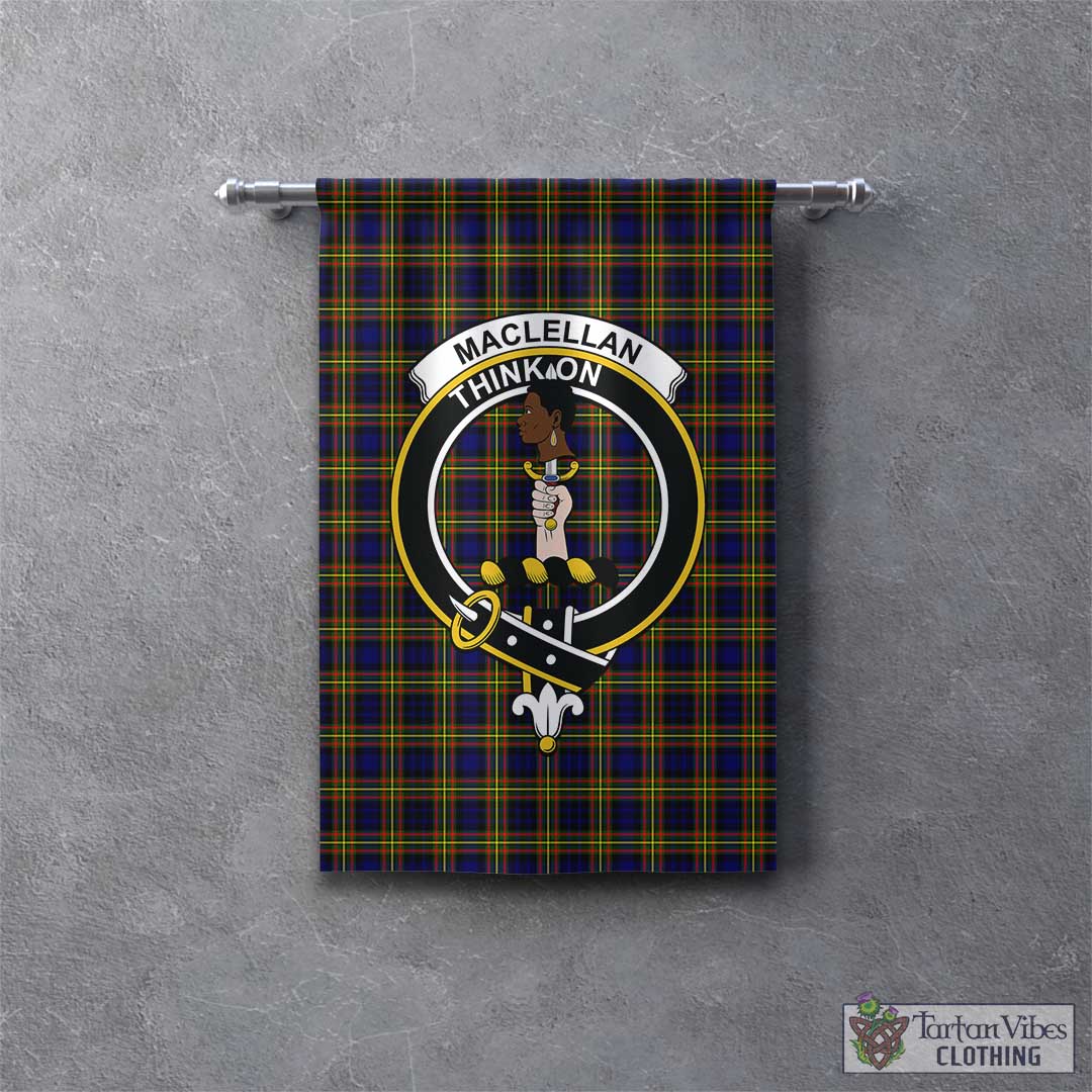 Tartan Vibes Clothing MacLellan Modern Tartan Gonfalon, Tartan Banner with Family Crest