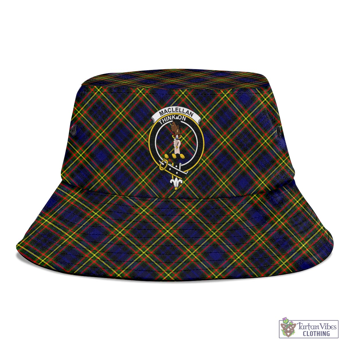 Tartan Vibes Clothing MacLellan Modern Tartan Bucket Hat with Family Crest