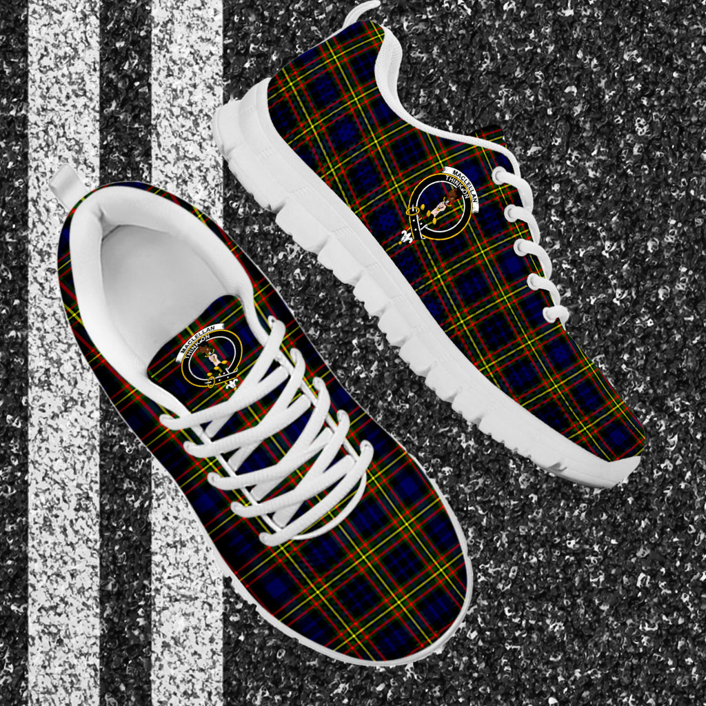 MacLellan Modern Tartan Sneakers with Family Crest - Tartan Vibes Clothing