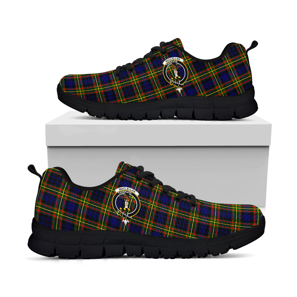 MacLellan Modern Tartan Sneakers with Family Crest - Tartan Vibes Clothing