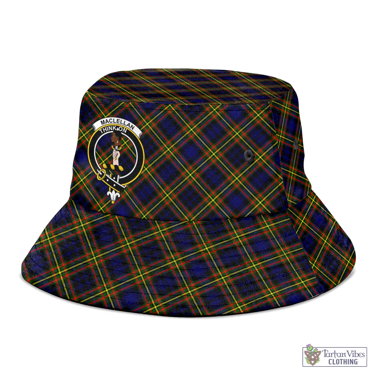 Tartan Vibes Clothing MacLellan Modern Tartan Bucket Hat with Family Crest