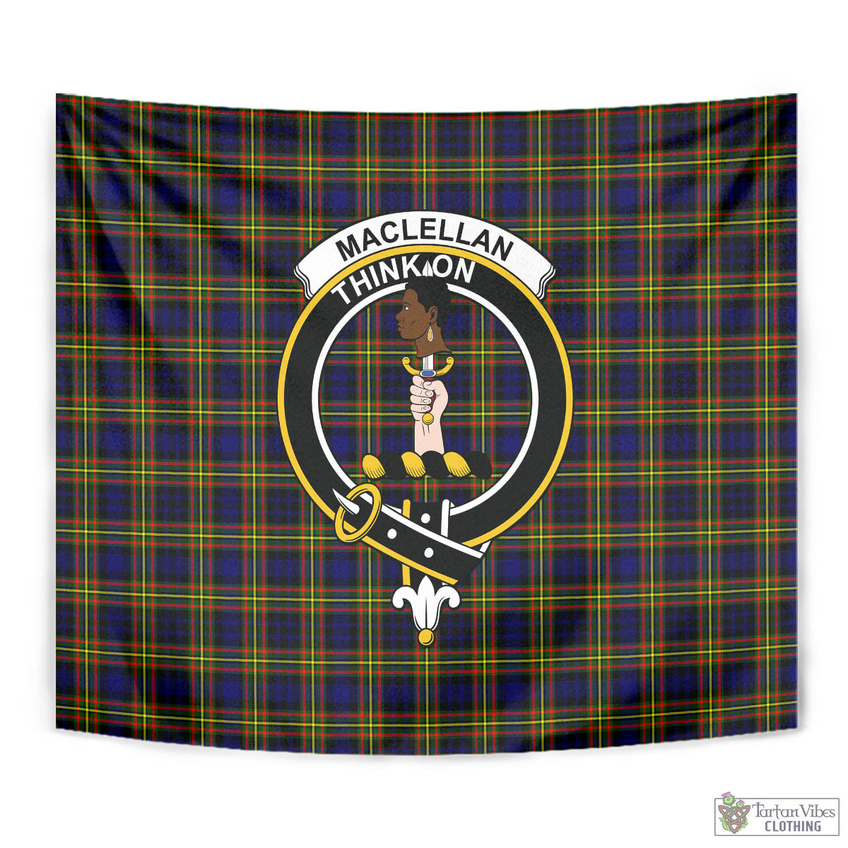 Tartan Vibes Clothing MacLellan Modern Tartan Tapestry Wall Hanging and Home Decor for Room with Family Crest