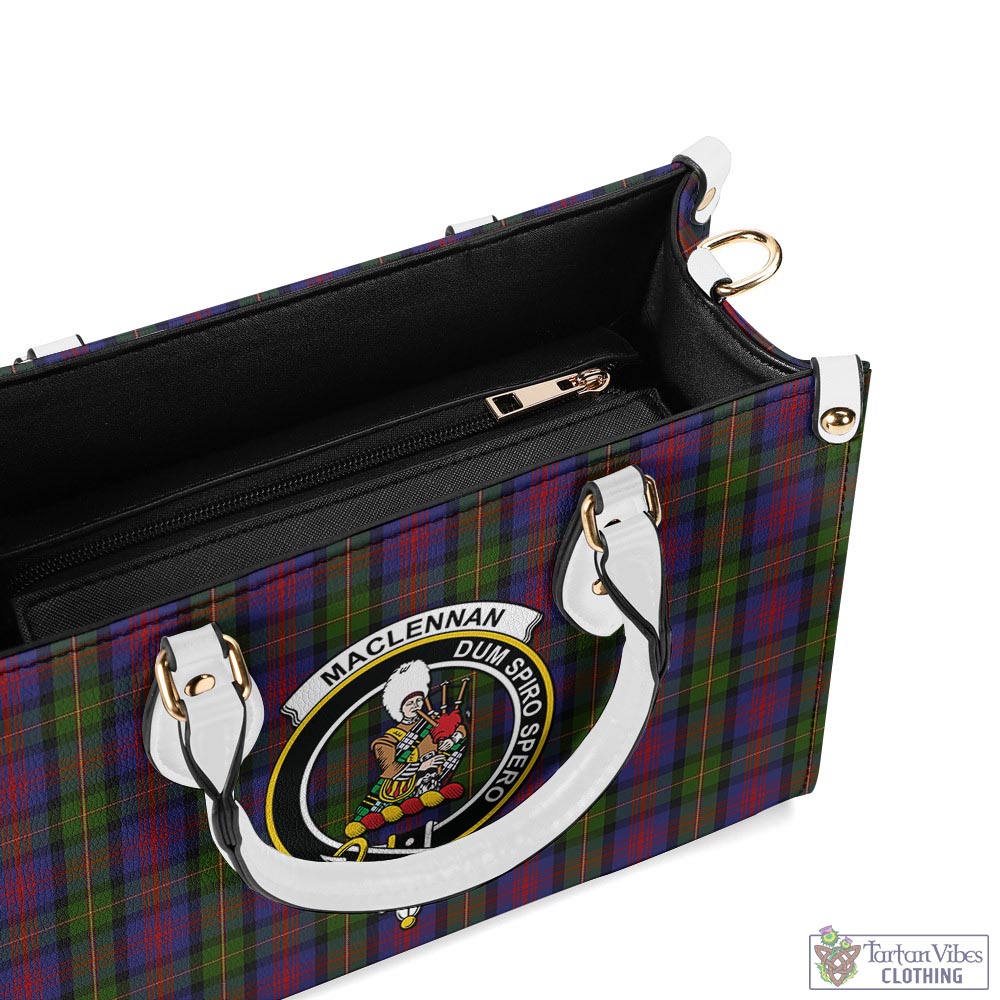 Tartan Vibes Clothing MacLennan Tartan Luxury Leather Handbags with Family Crest