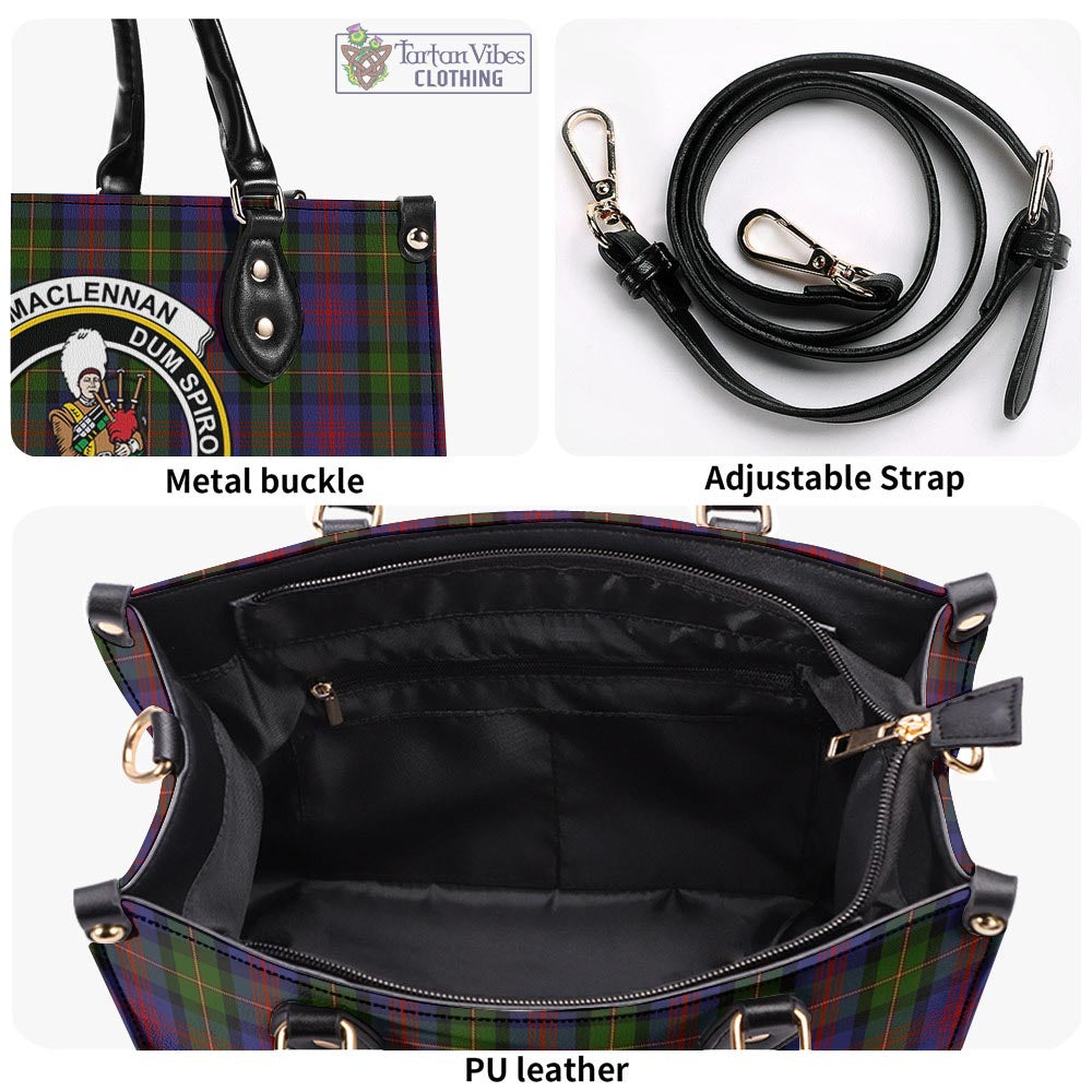 Tartan Vibes Clothing MacLennan Tartan Luxury Leather Handbags with Family Crest