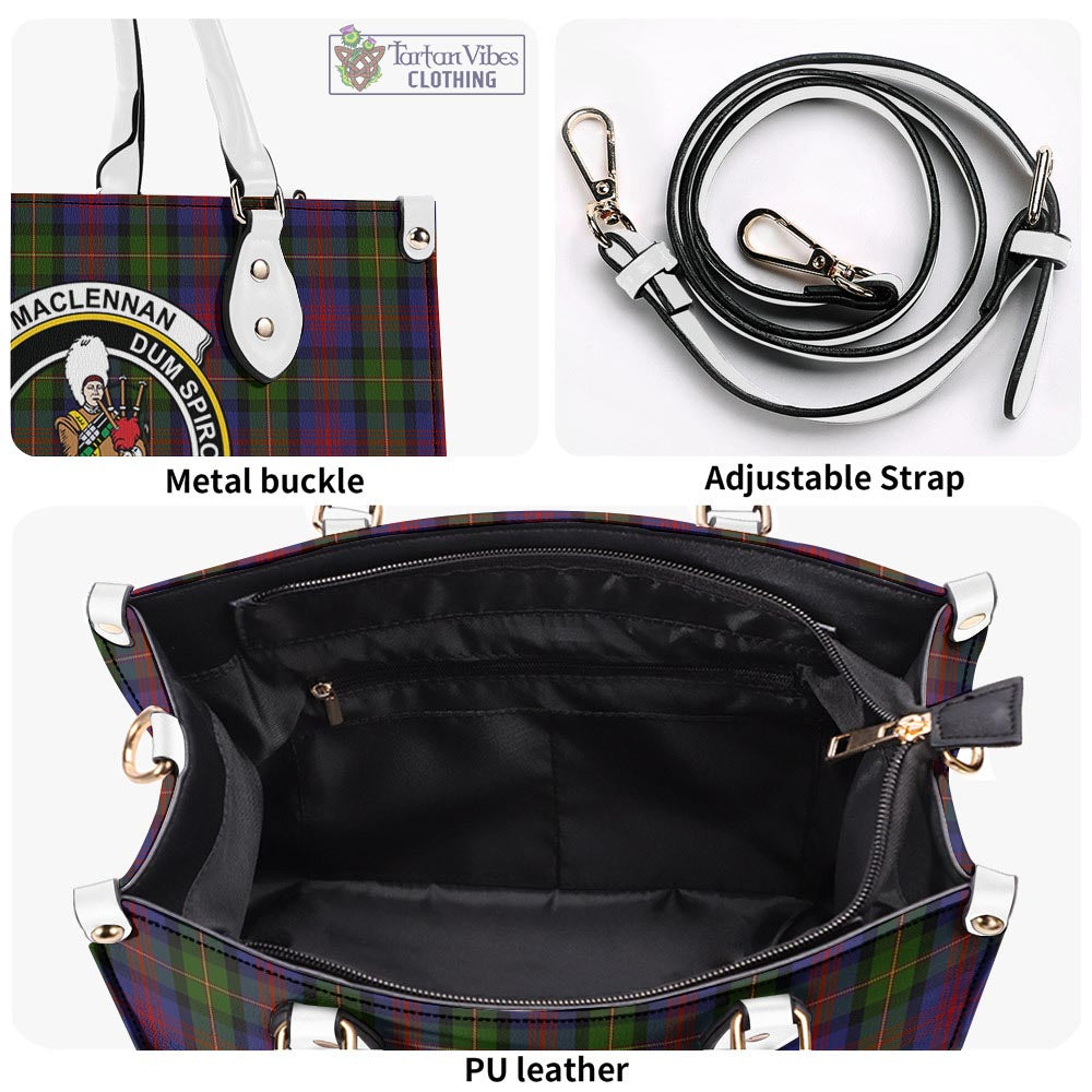 Tartan Vibes Clothing MacLennan Tartan Luxury Leather Handbags with Family Crest