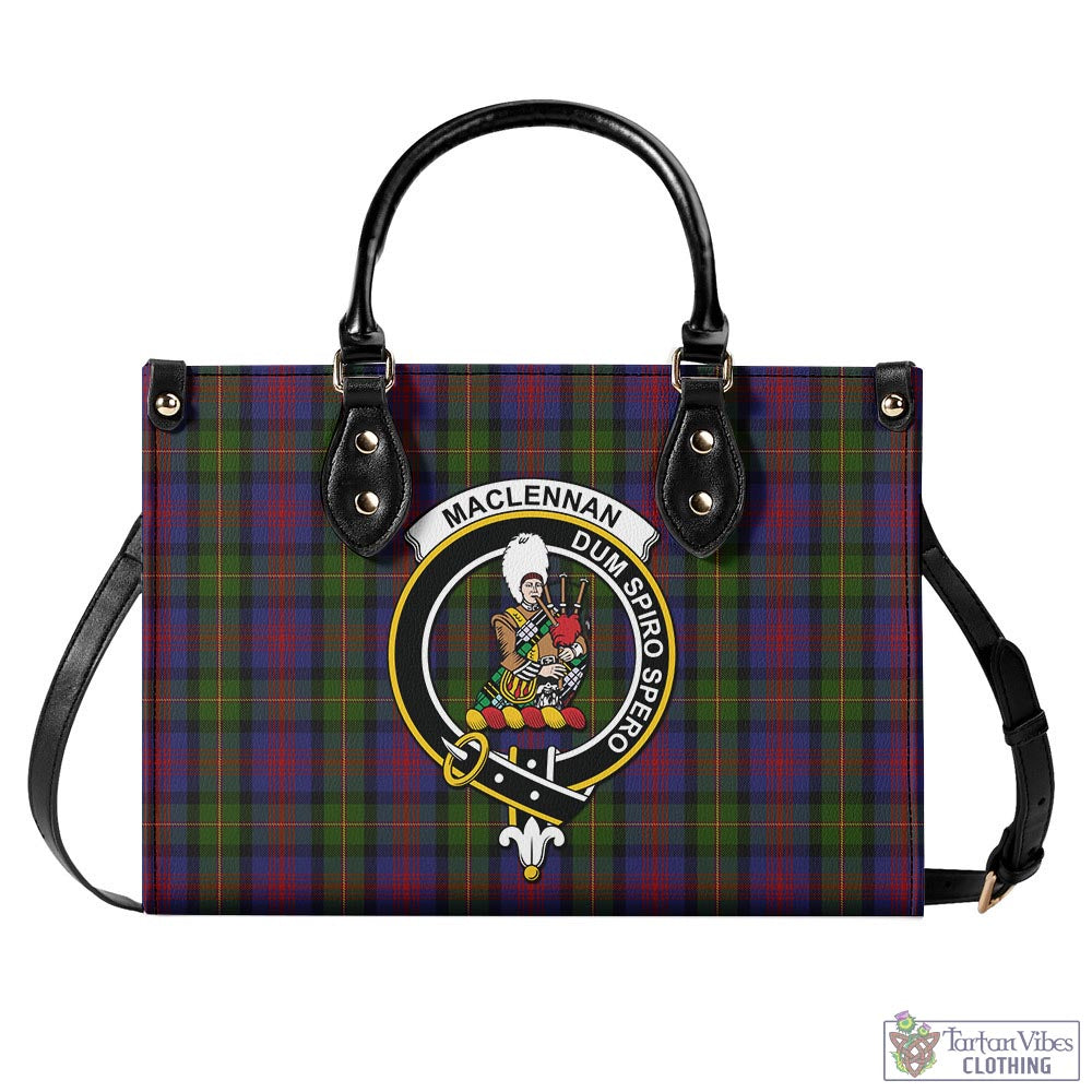 Tartan Vibes Clothing MacLennan Tartan Luxury Leather Handbags with Family Crest