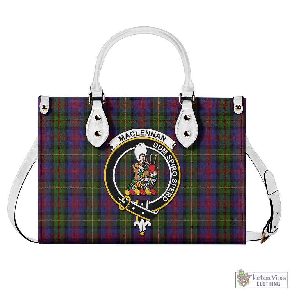 Tartan Vibes Clothing MacLennan Tartan Luxury Leather Handbags with Family Crest