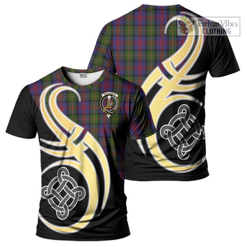 MacLennan (McLennan) Tartan T-Shirt with Family Crest and Celtic Symbol Style