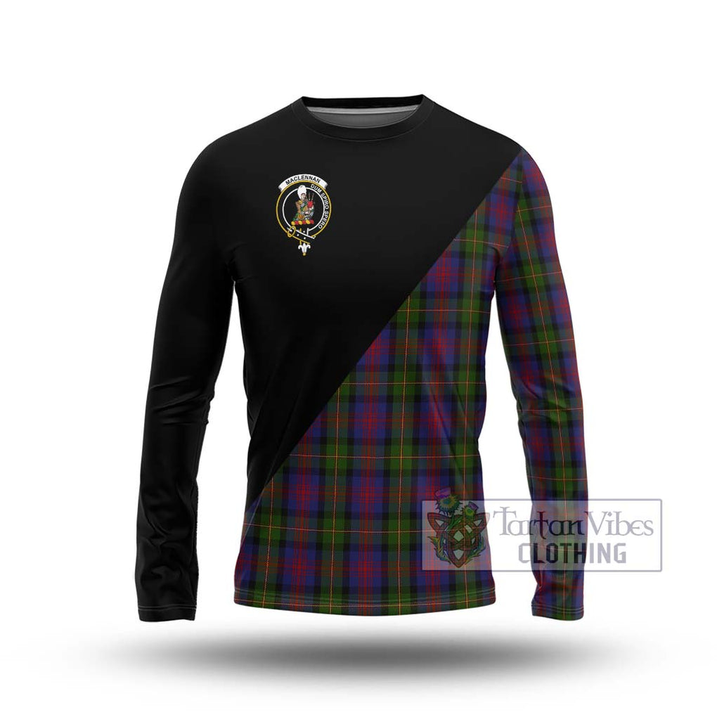 MacLennan (McLennan) Tartan Long Sleeve T-Shirt with Family Crest and Military Logo Style Unisex - Tartanvibesclothing Shop