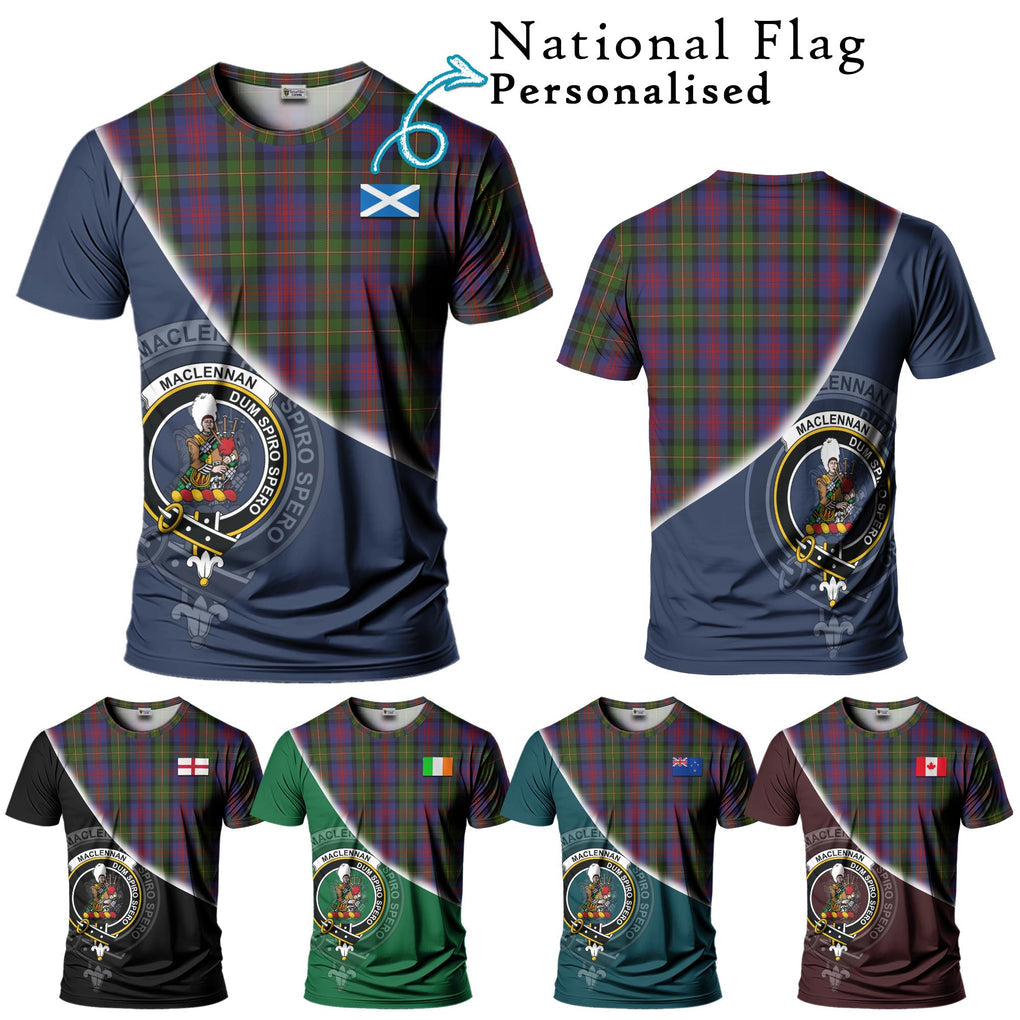 MacLennan (McLennan) Tartan T-Shirt with Personalised National Flag and Family Crest Half Style Kid's Shirt - Tartanvibesclothing Shop