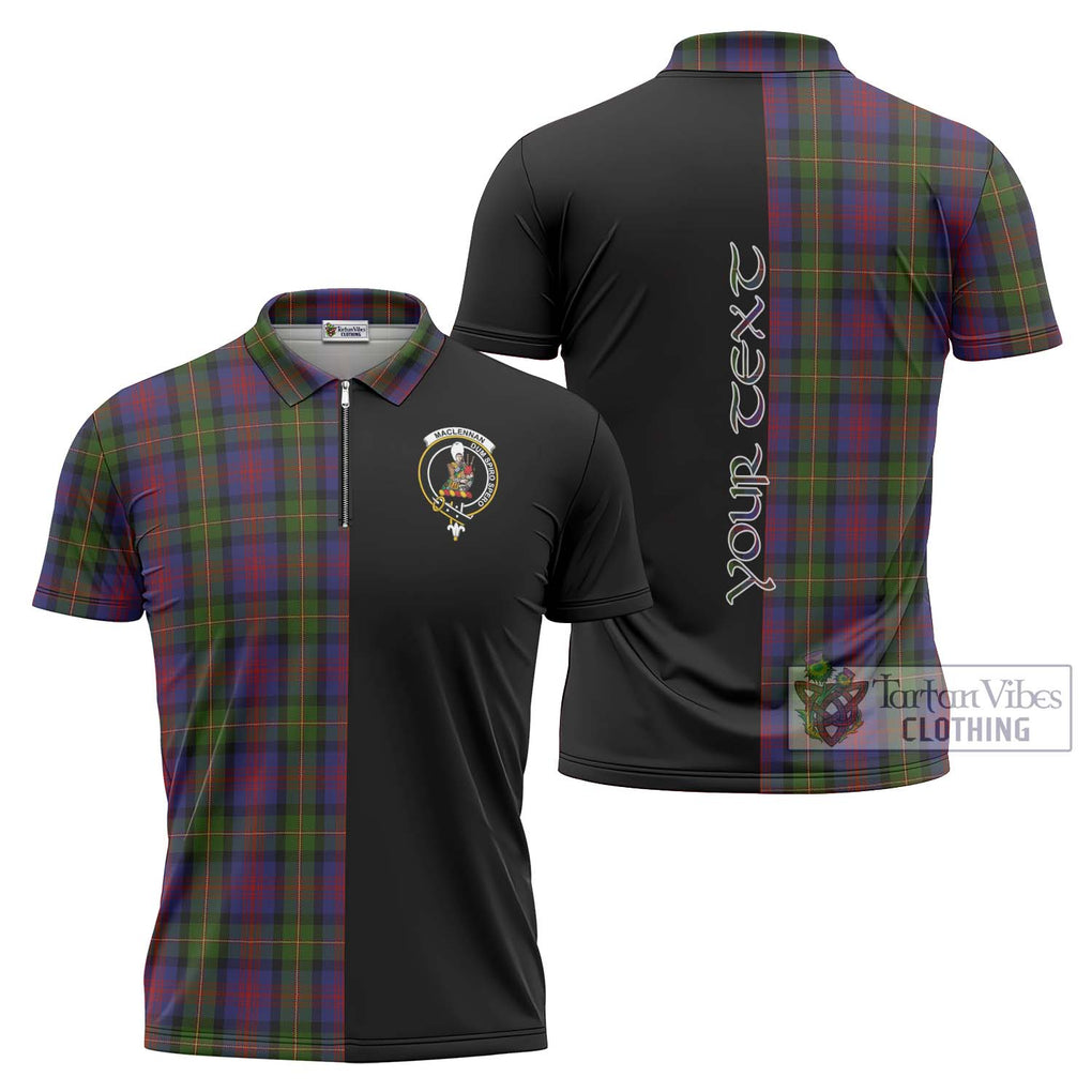 MacLennan (McLennan) Tartan Zipper Polo Shirt with Family Crest and Half Of Me Style Unisex - Tartanvibesclothing Shop