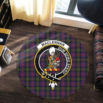 MacLennan (McLennan) Tartan Round Rug with Family Crest