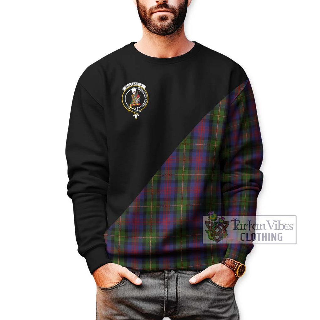 MacLennan (McLennan) Tartan Sweatshirt with Family Crest and Military Logo Style Unisex - Tartanvibesclothing Shop