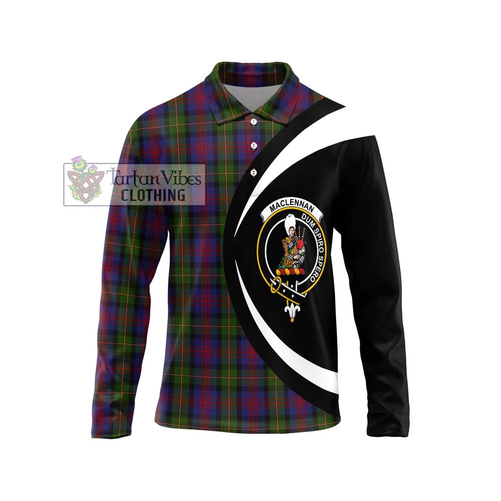 MacLennan (McLennan) Tartan Long Sleeve Polo Shirt with Family Crest Circle Style Unisex - Tartan Vibes Clothing