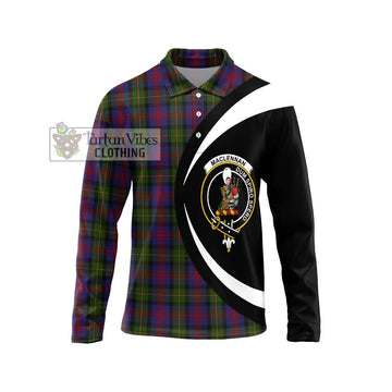 MacLennan (McLennan) Tartan Long Sleeve Polo Shirt with Family Crest Circle Style