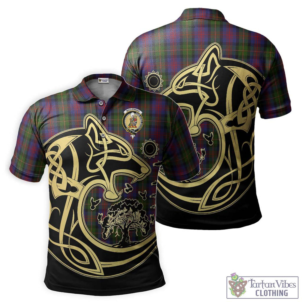 MacLennan (McLennan) Tartan Polo Shirt with Family Crest Celtic Wolf Style Kid - Tartanvibesclothing Shop