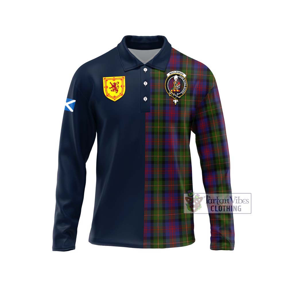 Tartan Vibes Clothing MacLennan Tartan Long Sleeve Polo Shirt with Scottish Lion Royal Arm Half Style