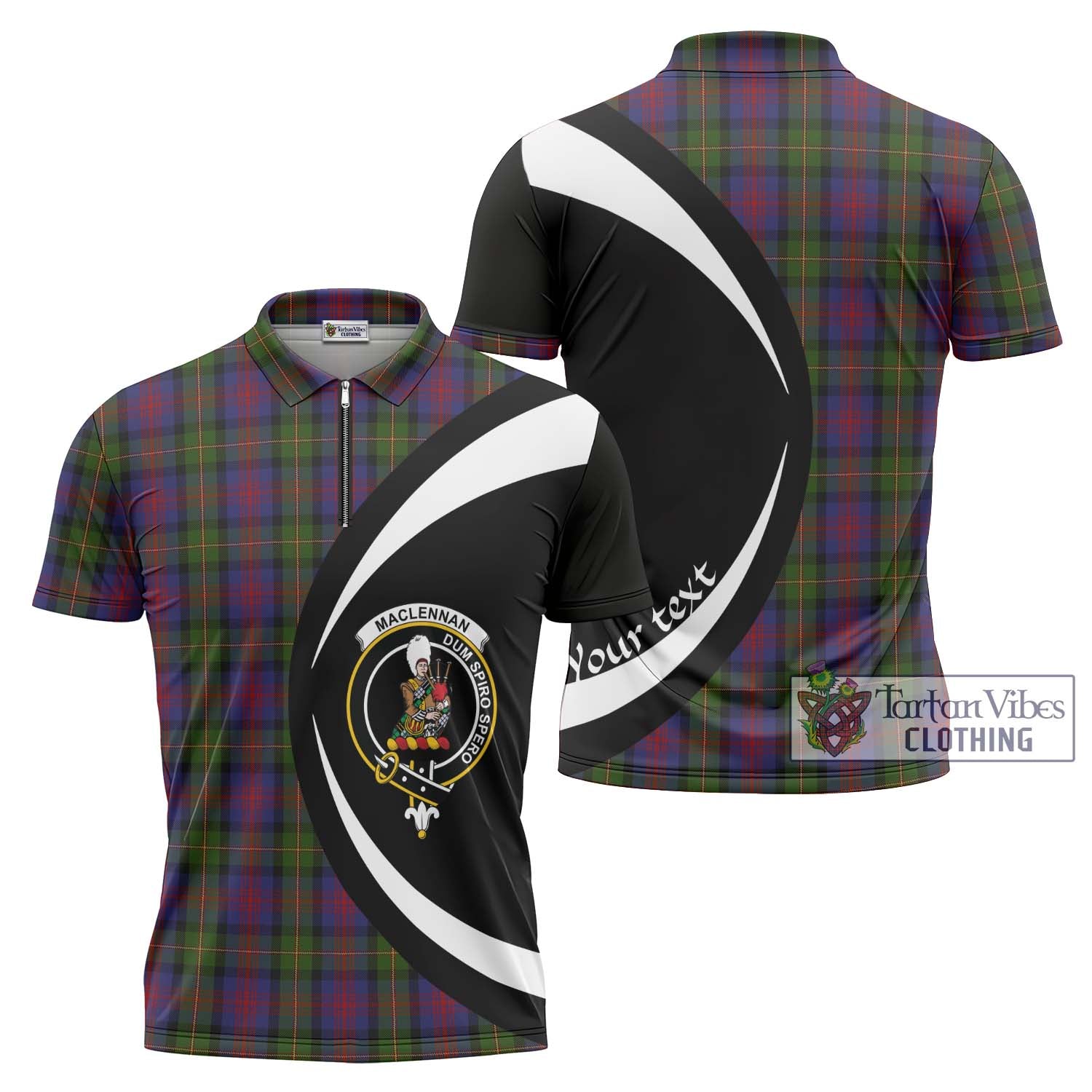 Tartan Vibes Clothing MacLennan Tartan Zipper Polo Shirt with Family Crest Circle Style
