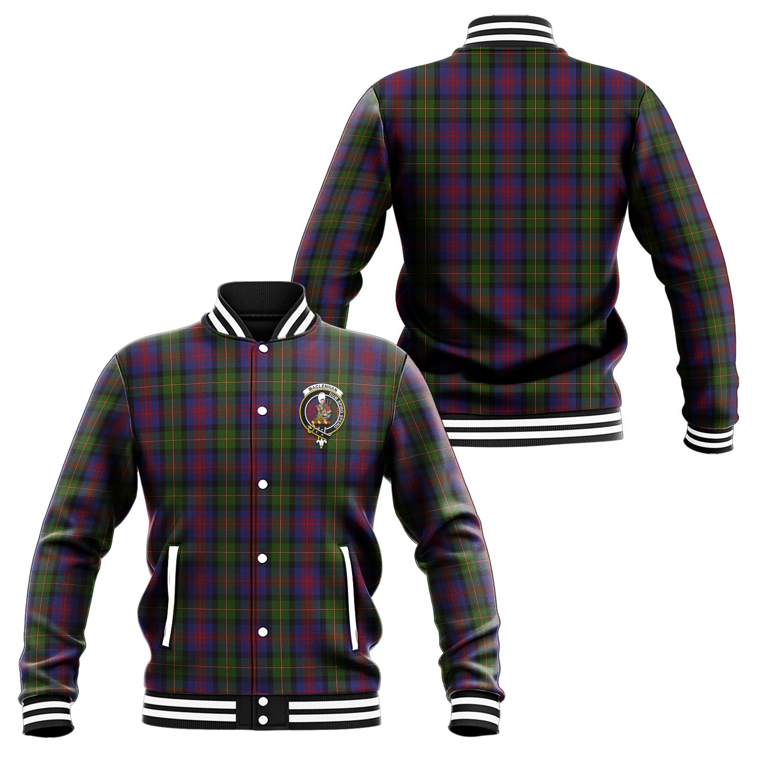 MacLennan (McLennan) Tartan Baseball Jacket with Family Crest Unisex - Tartan Vibes Clothing