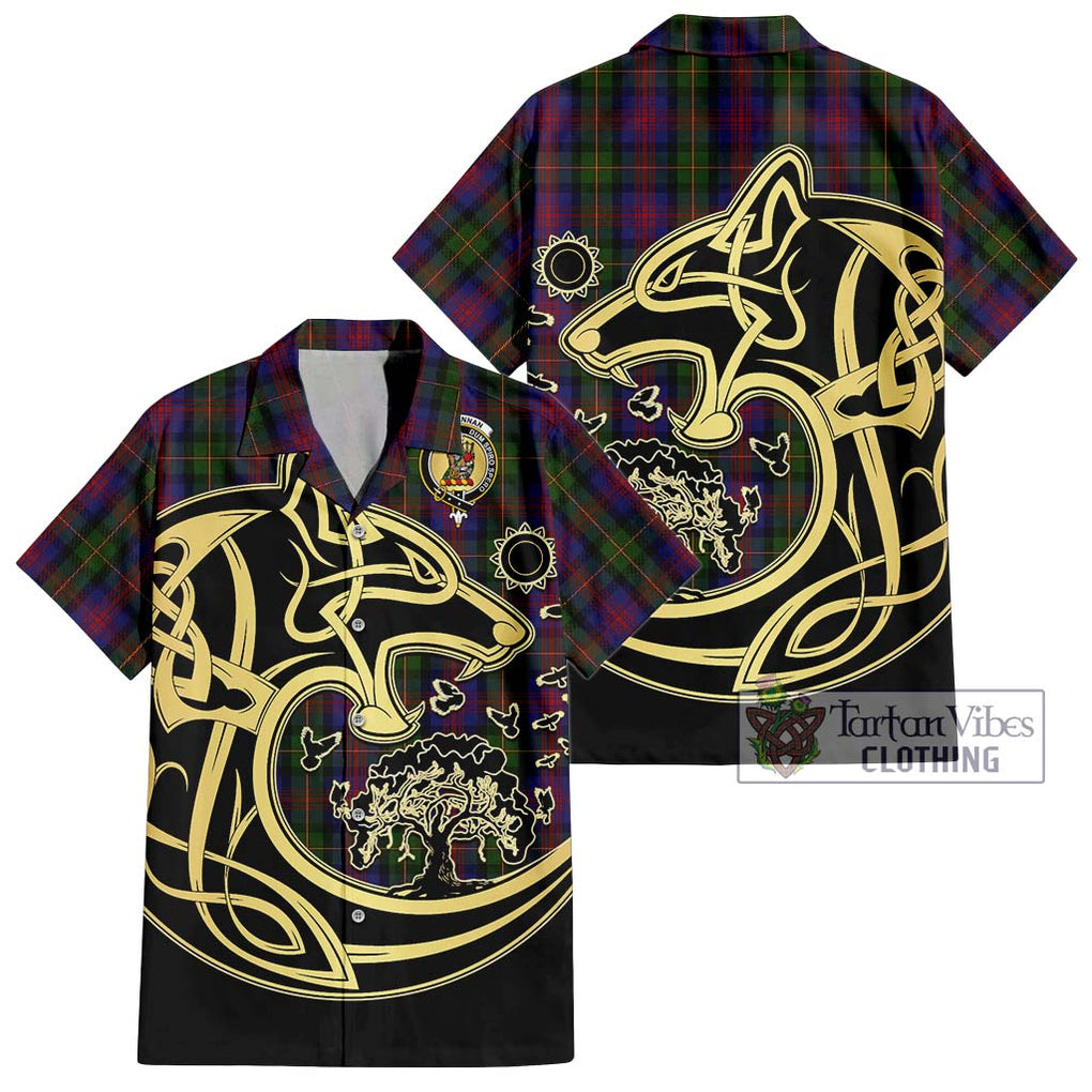 MacLennan (McLennan) Tartan Short Sleeve Button Shirt with Family Crest Celtic Wolf Style Kid - Tartan Vibes Clothing