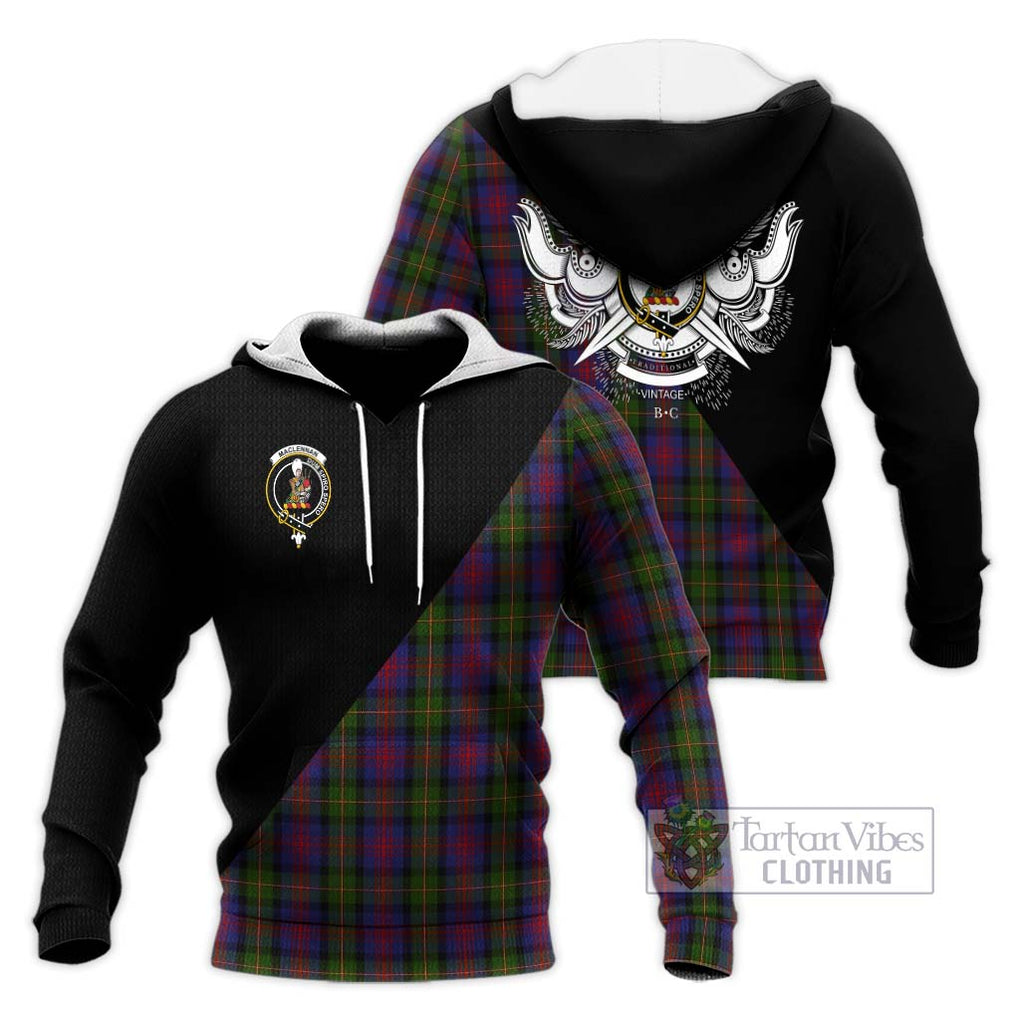 MacLennan (McLennan) Tartan Knitted Hoodie with Family Crest and Military Logo Style Unisex Knitted Pullover Hoodie - Tartanvibesclothing Shop