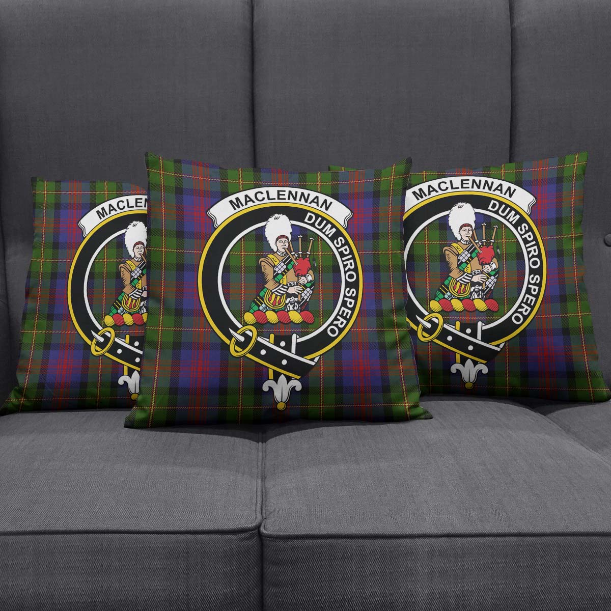 MacLennan Tartan Pillow Cover with Family Crest Square Pillow Cover - Tartanvibesclothing