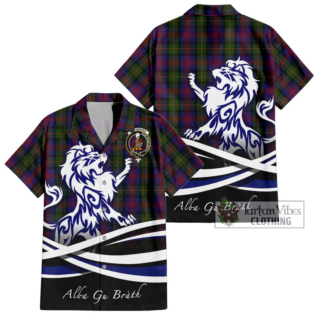 MacLennan (McLennan) Tartan Short Sleeve Button Shirt with Alba Gu Brath Regal Lion Emblem Kid - Tartanvibesclothing Shop