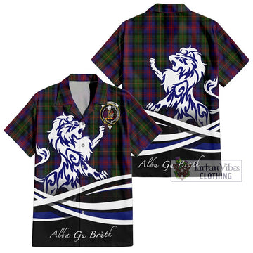 MacLennan (McLennan) Tartan Short Sleeve Button Shirt with Alba Gu Brath Regal Lion Emblem