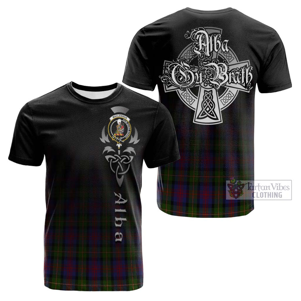 Tartan Vibes Clothing MacLennan Tartan Cotton T-shirt Featuring Alba Gu Brath Family Crest Celtic Inspired