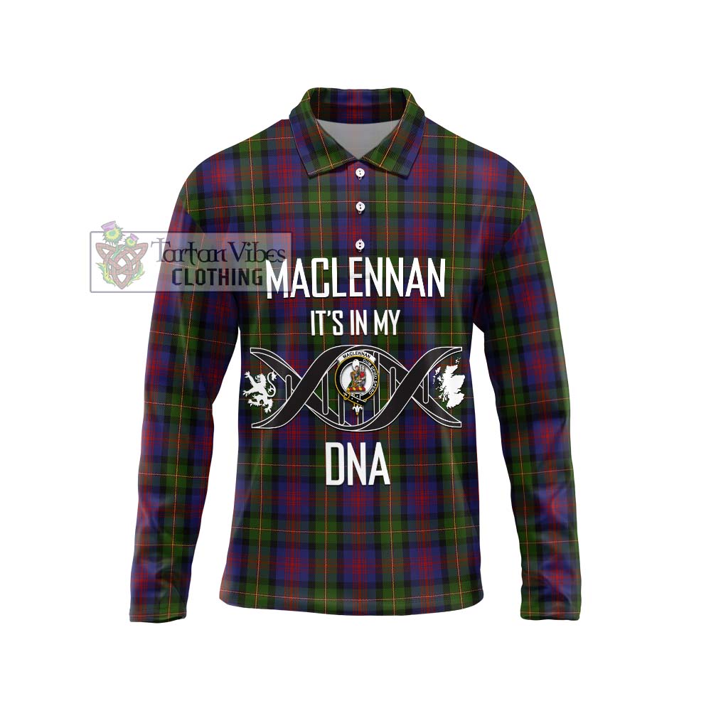 MacLennan (McLennan) Tartan Long Sleeve Polo Shirt with Family Crest DNA In Me Style Unisex - Tartanvibesclothing Shop