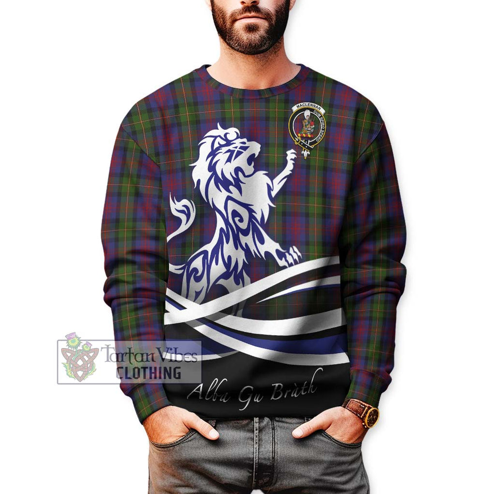 MacLennan (McLennan) Tartan Sweatshirt with Alba Gu Brath Regal Lion Emblem Unisex - Tartanvibesclothing Shop