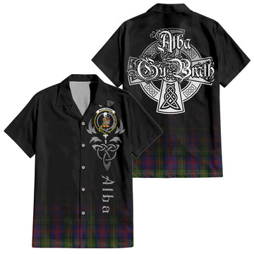 MacLennan (McLennan) Tartan Short Sleeve Button Up Shirt Featuring Alba Gu Brath Family Crest Celtic Inspired