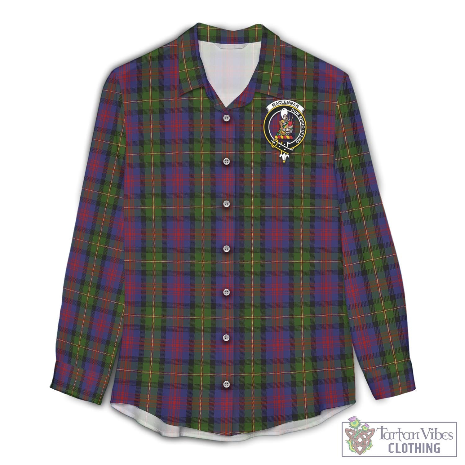 Tartan Vibes Clothing MacLennan Tartan Womens Casual Shirt with Family Crest