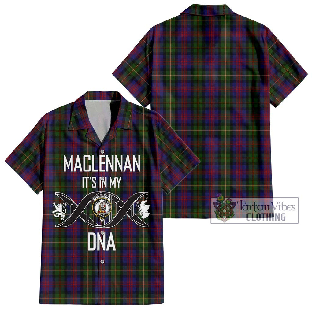 MacLennan (McLennan) Tartan Short Sleeve Button Shirt with Family Crest DNA In Me Style Kid - Tartanvibesclothing Shop