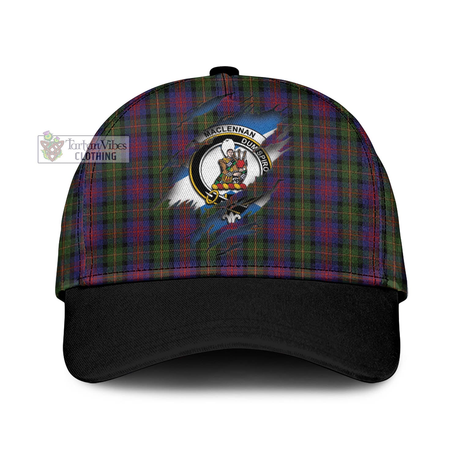 Tartan Vibes Clothing MacLennan Tartan Classic Cap with Family Crest In Me Style